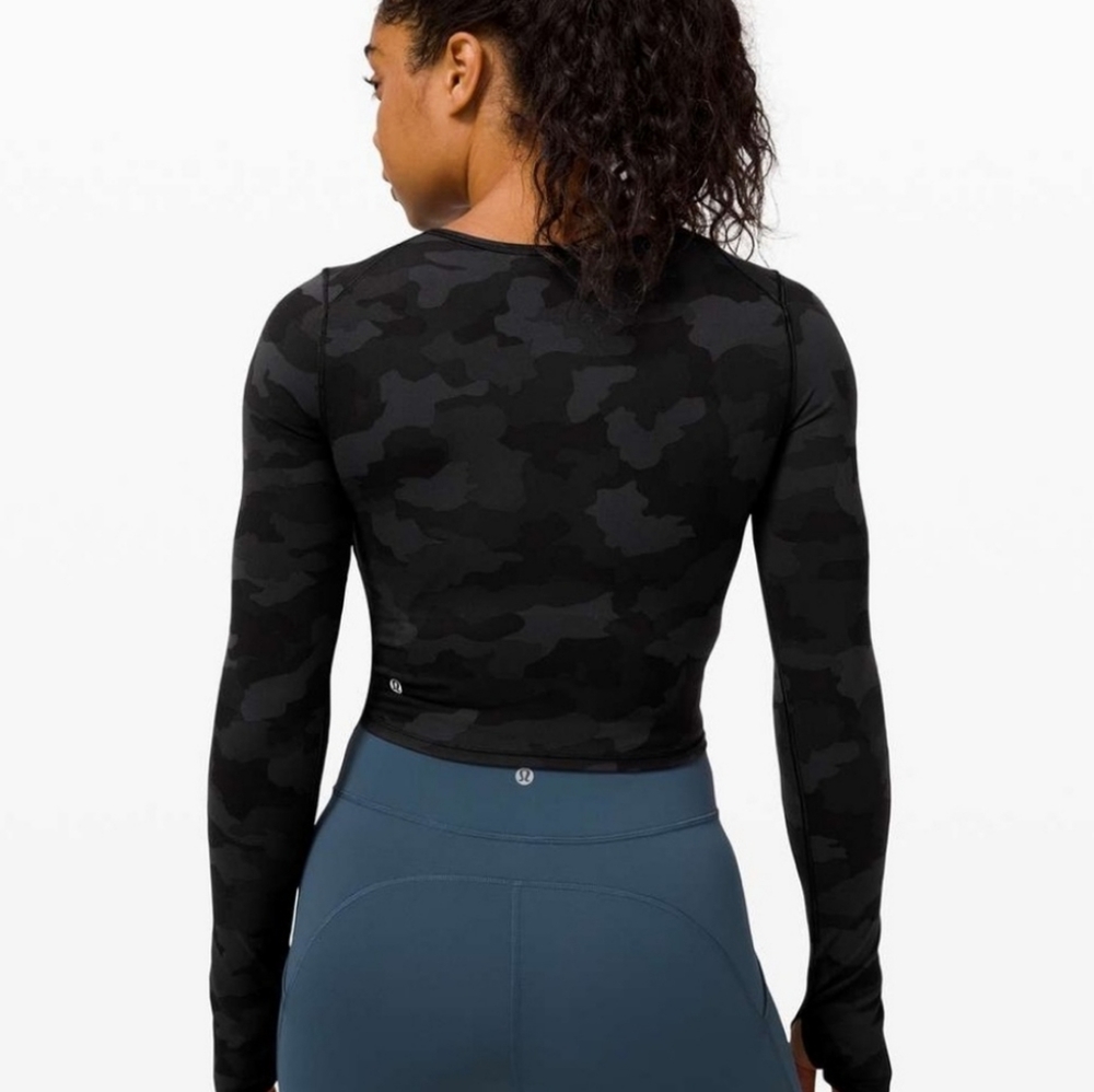Nwt! Lululemon wunder train cropped LS camo - Picture 6 of 6